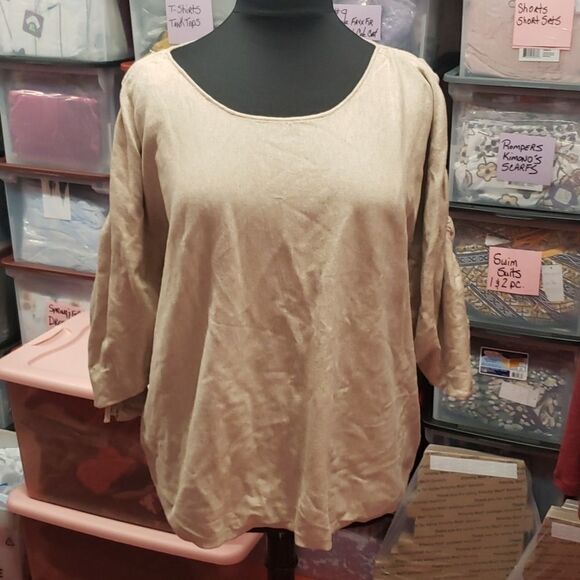 *Today only* Max Studio 3/4 sleeve Ruched Sweater sz 3x 20-22 NWT - Picture 2 of 9